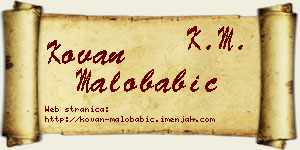 Kovan Malobabić vizit kartica
